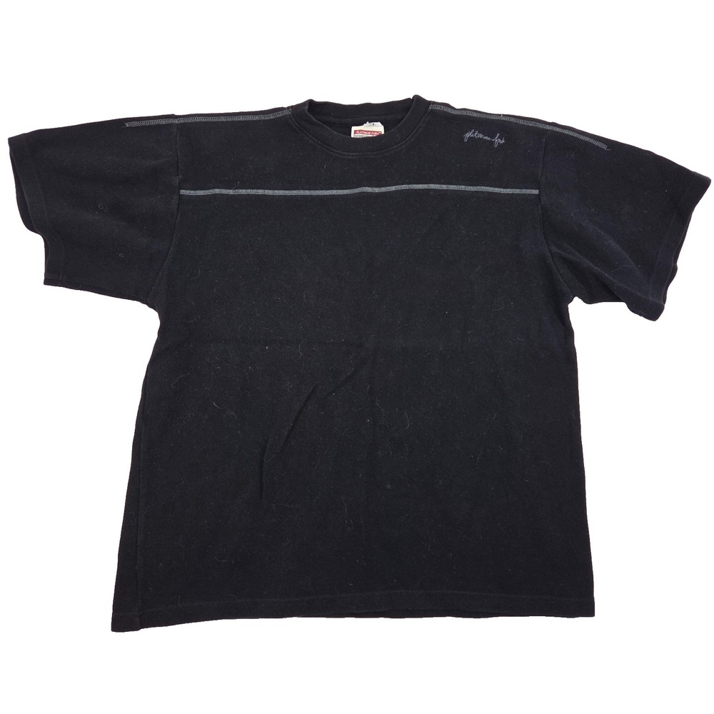 Vintage Platinum Fubu Short Sleeve Embroidered Logo Shirt Black Men Large y2k